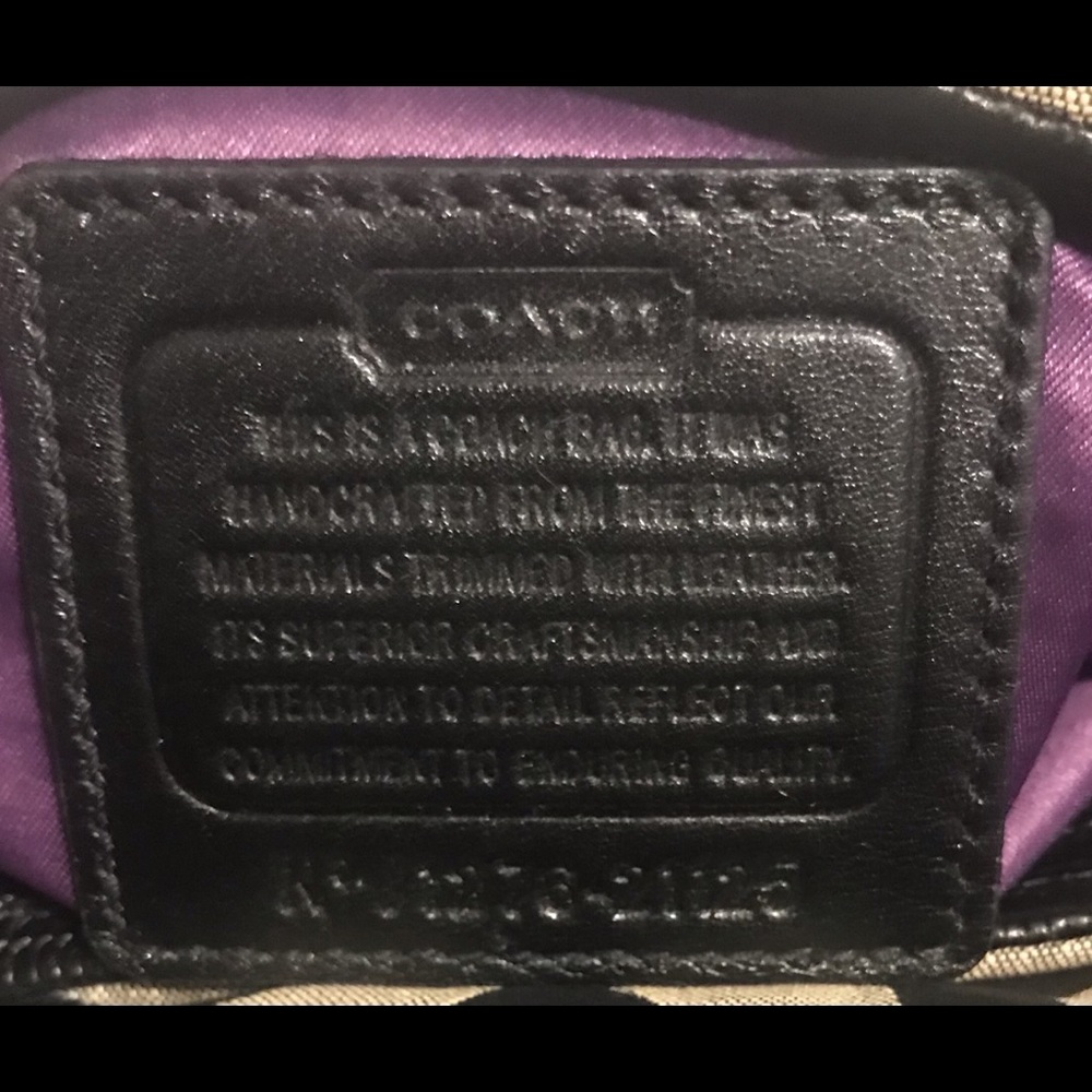 COACH Black Silver Logo Canvas Leather Photo Holder Keychain main image 0